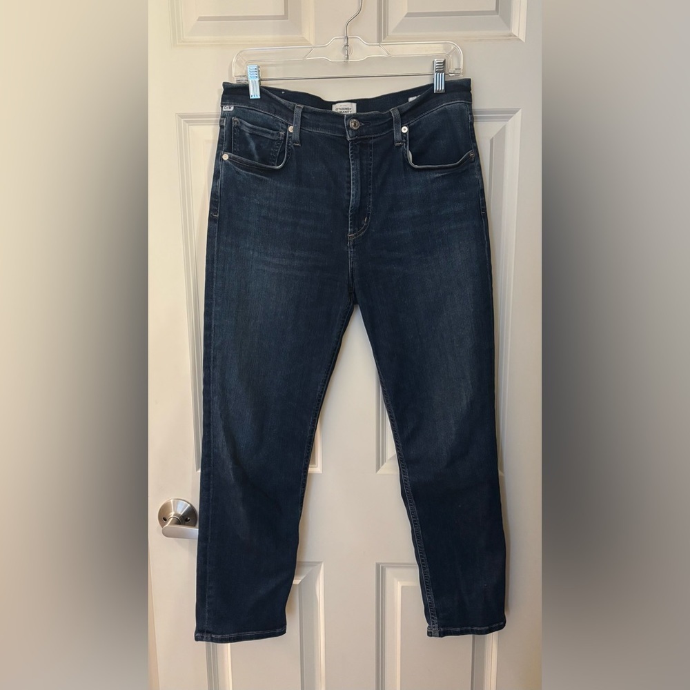Citizens of Humanity Isola High Rise Straight Leg Dark Wash Jeans, Size 29